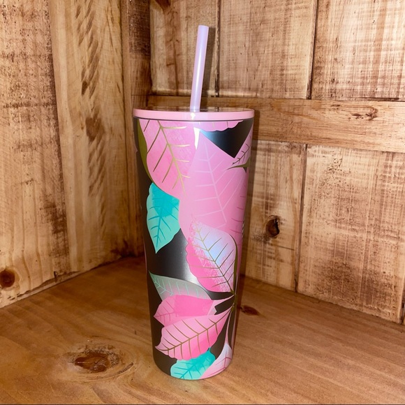 NWT Starbucks Pink Poinsettia Leaf 2020 Winter - Picture 8 of 14